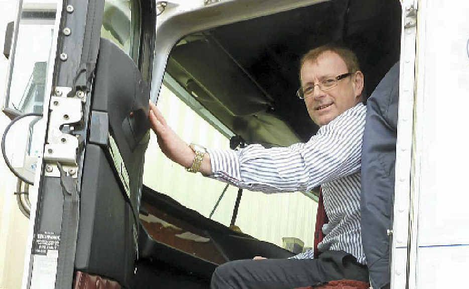 FIGHT FATIGUE: NHVR project director Richard Hancock gets a taste of trucking life in Rod Hannifey’s Truckright truck. FIGHT FATIGUE: NHVR project director Richard Hancock gets a taste of trucking life in Rod Hannifey’s Truckright truck.